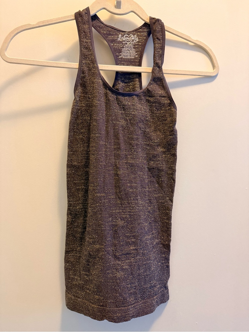 Free People Metallic Knit Racerback Tank Top - Purple with Gold Sparkle